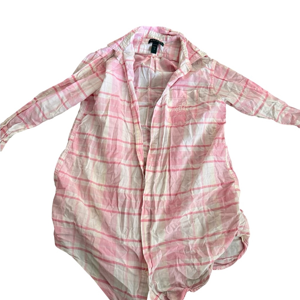Lauren Ralph Lauren Pink and White Plaid Button-Down Shirt